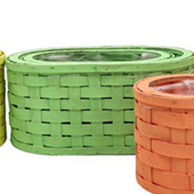 Cesto Ovale Legno Intrecciato S/2 Decorazione Pasqua