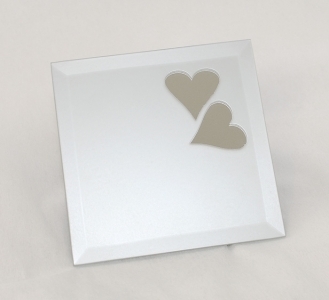 Specchio Quadro Satinato Con Cuori 15x15 Cm