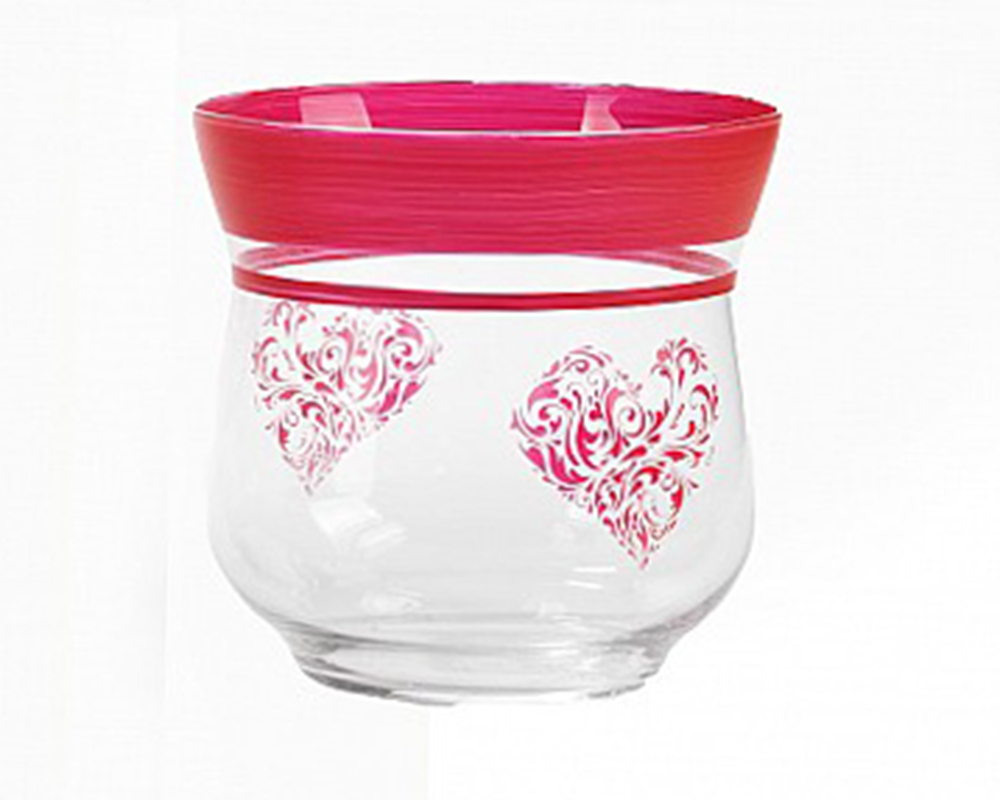 Vaso Cuore D.16 H.15 Cm Contenitore In Vetro Regalo San Valentino