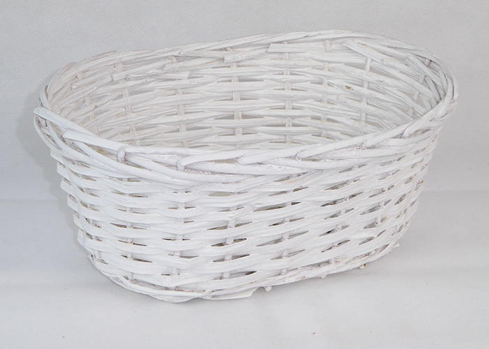 Cesto Ovalina Grande Bianca In Vimini 30x18x13 Cm