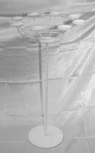 Candelabro In Metallo Bianco Da 8 Piattini Piu\' Centrale Alto 105 Cm