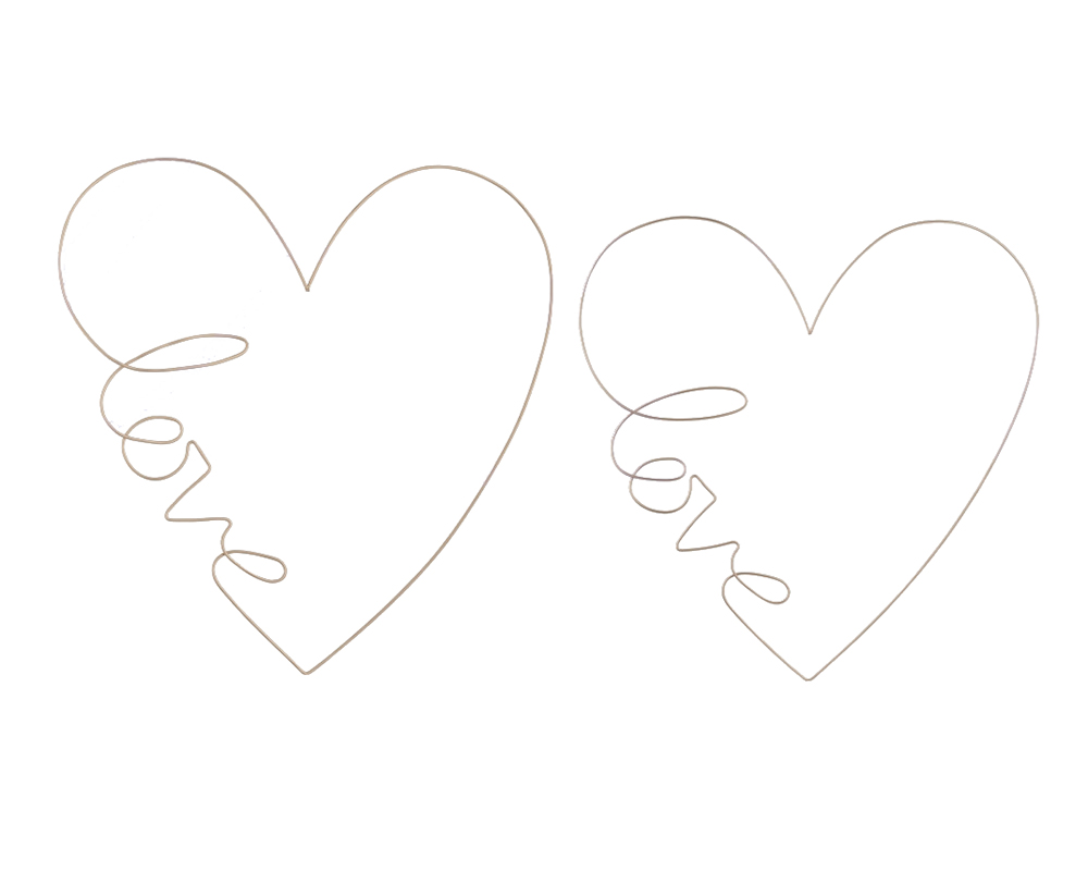 2 Cuori In Metallo Love 67x67 E 48x48 Addobbi Wedding