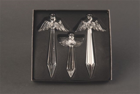 3 Decorazione Ad Angelo In Vetro 10/14 Cm