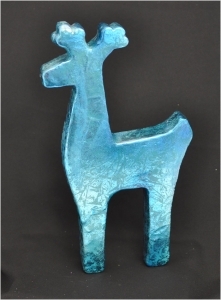 Silhouette Renna Di Natale Color Cobalto Lucido Shine 45x26 Cm