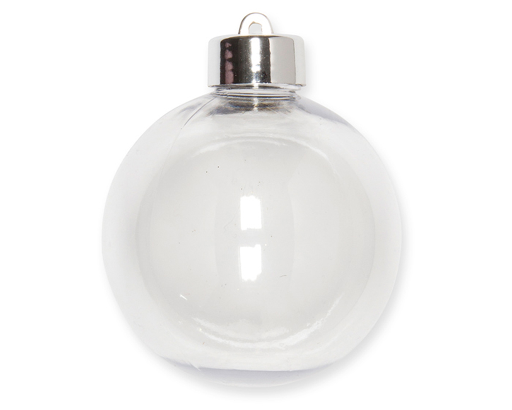 Pz 6 Palle Plastica Trasparente Natale D.8 Cm Decorazione Albero Di Natale