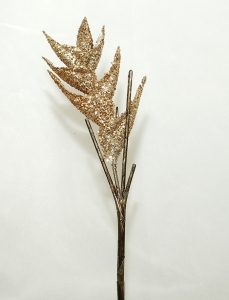 Fiore Di Heliconia Glitterata Brown/champagne Da 60 Cm