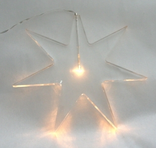 Stella In Plexiglass Trasparente Con Luce Led Fredda 25x25 Cm