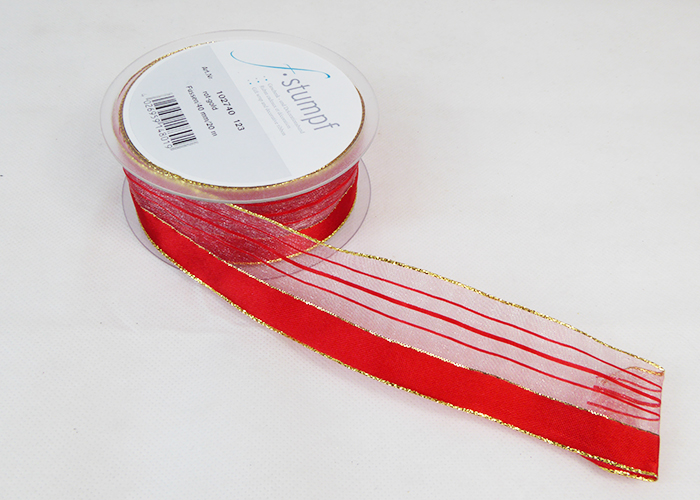 Nastro Animato Raso-organza Rosso Mm 25 Mt 20