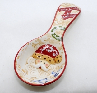 Mestolo In Ceramica Con Disegno Babbo Natale Da 22 Cm