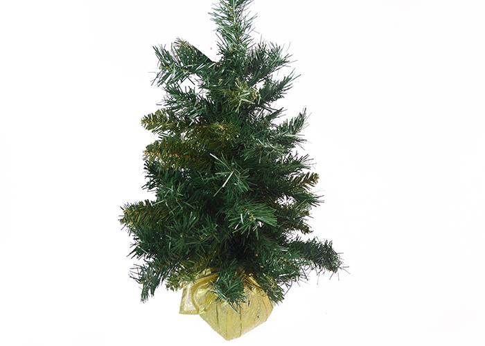 Albero Pino New Cedar Cm 60 Con Base Rivestita Stoffa Oro