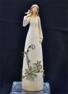 Dama Natale Decorata Uccellini 26 Cm