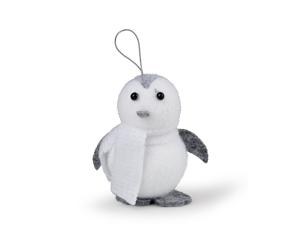 Pinguino Cm 8 Da Appendere Rivestito Soggetti Per Decorazione Natalizie