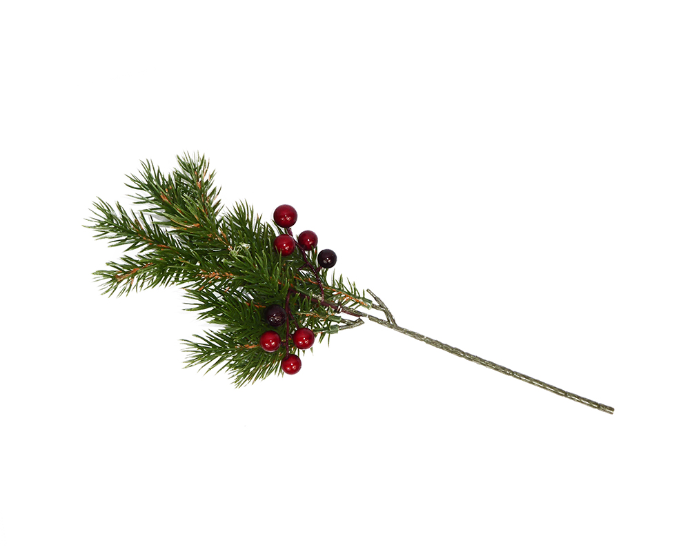 Ramo Pino Bacche Rosse Cm 35 Artificiale Decorazioni Addobbi Natale