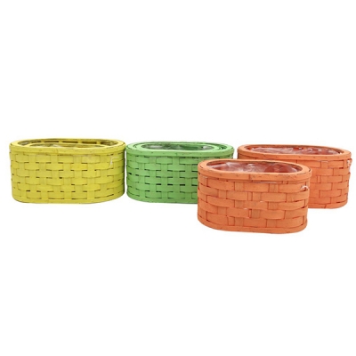 Cesto Ovale Legno Intrecciato S/2 Decorazione Pasqua