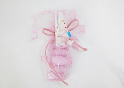 Bomboniera Sacchetto Tulle Ciucci Rosa Caramelle Con Corda