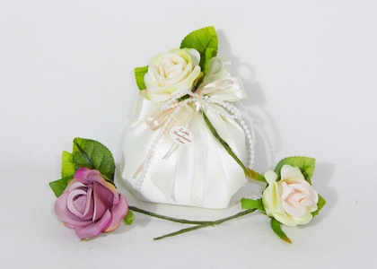 Bomboniera Sacchetto Raso Con Fiore